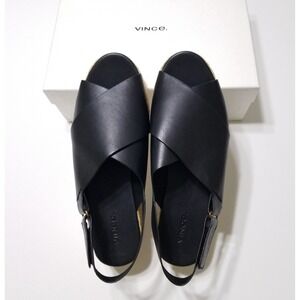NIB Vince Jesson Leather Espadrille Platform Sandals in Black Size 9.5 $250